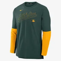 Athletics Authentic Collection Player чоловічі Nike Dri-FIT MLB Pullover Куртка колір зелений