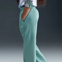 Nike Sportswear Big детские (Girls') Woven Wide-Leg Pants цвет зеленый