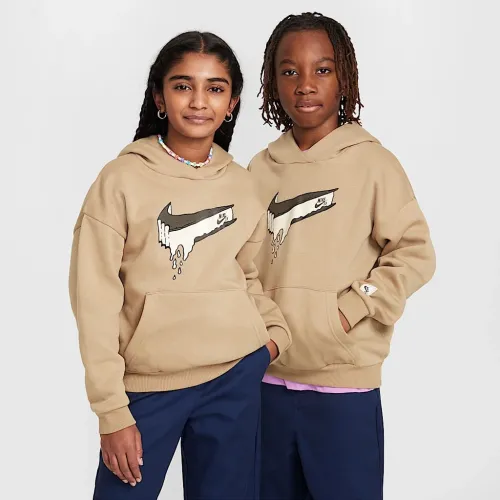 Nike SB EasyOn Big дитячі оверсайз Pullover Skate Толстовка з капюшоном колір коричневий