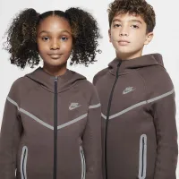 Nike Sportswear Tech Fleece Big детские (для мальчиков) Reflective Full-Zip Толстовка с капюшоном цвет коричневый