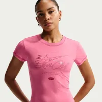 Nike Sportswear Chill Knit женская Slim Short-Sleeved Cropped футболка Pink