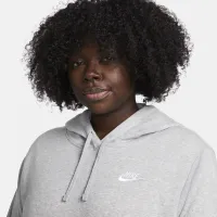 Nike Sportswear Club Fleece женская Pullover Толстовка с капюшоном (большие размеры) цвет серый