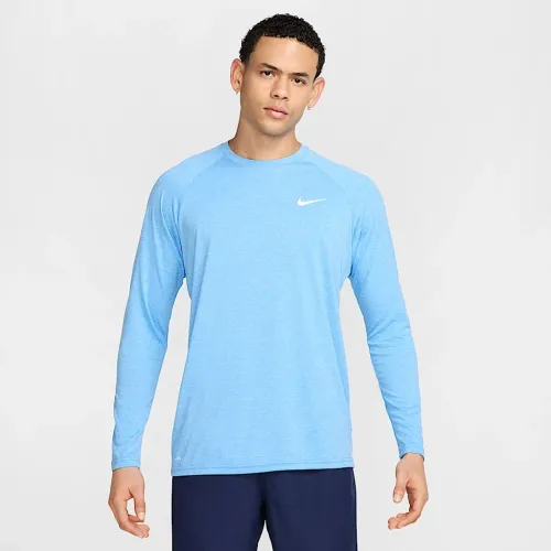 Nike чоловічі Heatheколір червоний Long-Sleeve Hydroguard Swim Shirt блакитний