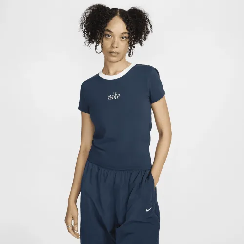 Nike Sportswear Chill Knit жіноча Slim Cropped Tee блакитний