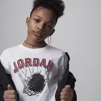 Nike Jordan Hoop Style Big дитячі Graphic футболка колір білий
