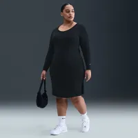 Nike Sportswear Chill Knit жіноча Tight Long-Sleeve Midi Mini-Rib Костюм (великі розміри) колір чорний