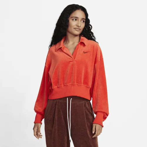 Nike Sportswear женская Velour Polo цвет красный