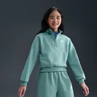 Nike Sportswear Club Fleece Big дитячі (Girls') 1/2-Zip Long-Sleeve Top колір зелений