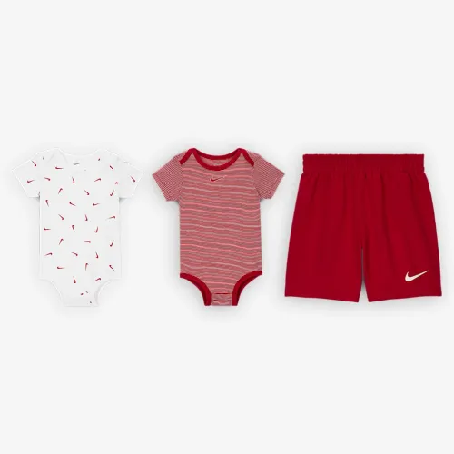 Nike Essentials Baby 3-Piece Striped Swooshfetti набор цвет красный