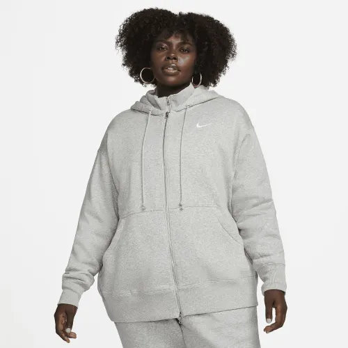 Nike Sportswear Phoenix Fleece женская оверсайз Full-Zip Толстовка с капюшоном (большие размеры) цвет серый