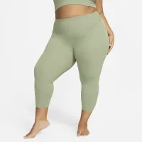 Nike Zenvy женская Gentle-Support С высокой Талией Cropped лосины (большие размеры) цвет зеленый
