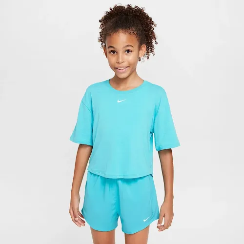 Nike One Relaxed Big детские (Girls') Dri-FIT Short-Sleeve Top цвет зеленый