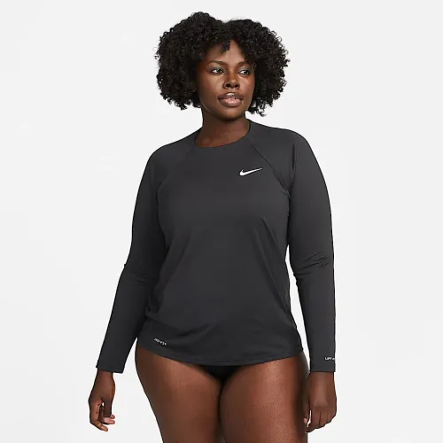 Nike Essential Dri-FIT женская Long-Sleeve Hydroguard Swim Top (большие размеры) цвет черный