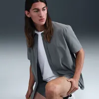 Nike 24.7 PerfectStretch чоловічі Dri-FIT Short-Sleeve Button-Down Top колір сірий