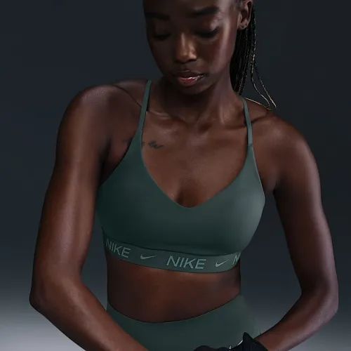 Nike Indy Light Support женская Padded Adjustable Sports Bra цвет зеленый