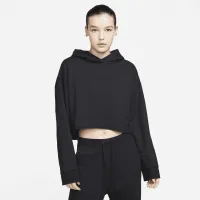 Nike Yoga Luxe женская Cropped Fleece Толстовка с капюшоном цвет черный