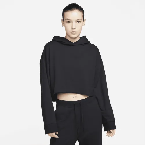 Nike Yoga Luxe жіноча Cropped Fleece Толстовка з капюшоном колір чорний