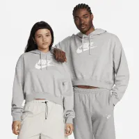 Nike Sportswear Club Fleece женская оверсайз Crop Graphic Толстовка с капюшоном цвет серый