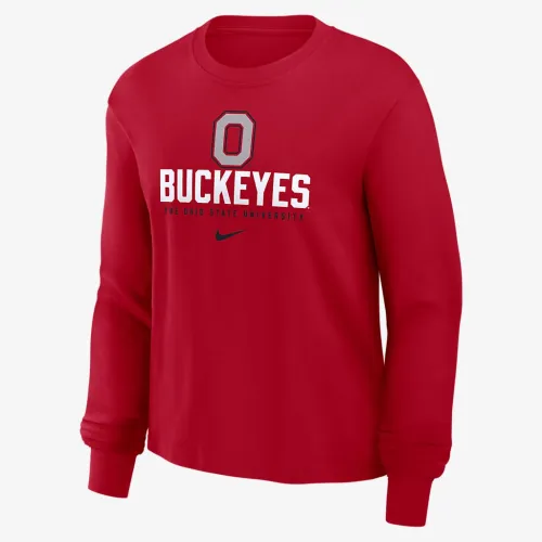 Ohio State Buckeyes Primetime University Boxy женская Nike College Long-Sleeve футболка цвет красный