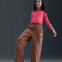 Nike Sportswear Club Fleece Girls' Wide-Leg Pants цвет коричневый