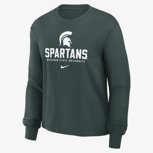 Michigan State Spartans Primetime University Boxy жіноча Nike College Long-Sleeve футболка колір зелений