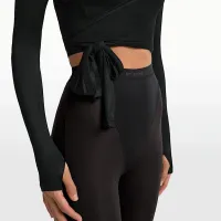 NikeSKIMS Stretch Knit женская Long-Sleeve Wrap Top цвет черный