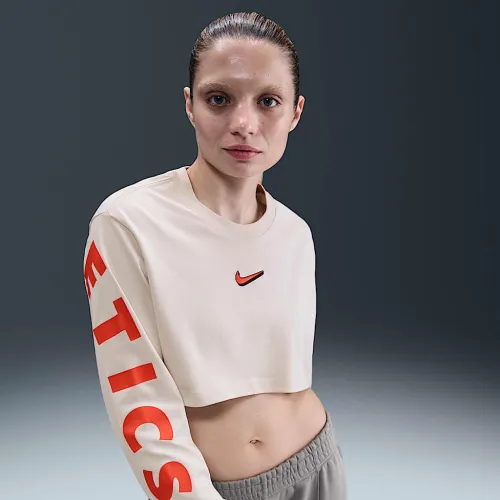 Nike Sportswear жіноча оверсайз Long-Sleeve Cropped футболка колір сірий