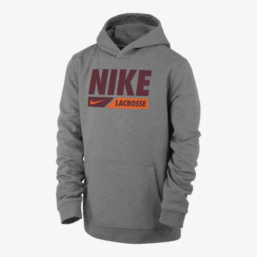 Nike Club Fleece Big дитячі Lacrosse Pullover Толстовка з капюшоном колір сірий