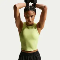 Nike One Fitted женская Dri-FIT Cropped Tank Top Yellow