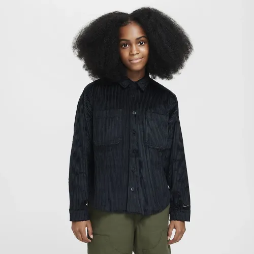 Nike SB Big дитячі Button-Down Layering Top колір чорний