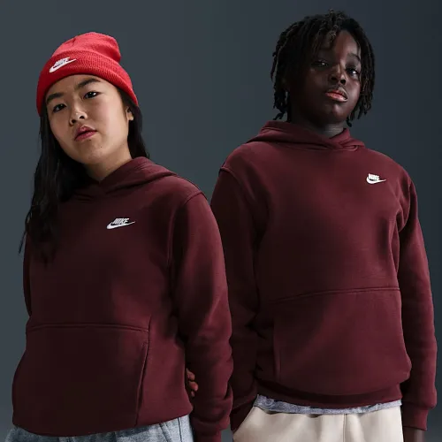 Nike Sportswear Club Fleece Big детские Pullover Толстовка с капюшоном (Extended Size) цвет красный