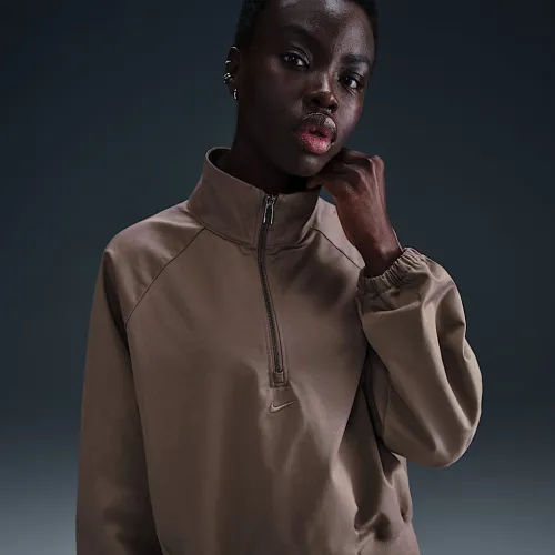 Nike Sportswear Collection женская оверсайз Twill 1/4-Zip Top цвет коричневый