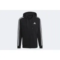 Кофта/футболка adidas Essentials Fleece 3-Stripes Full-Zip Толстовка с капюшоном GK9051 -  Черная