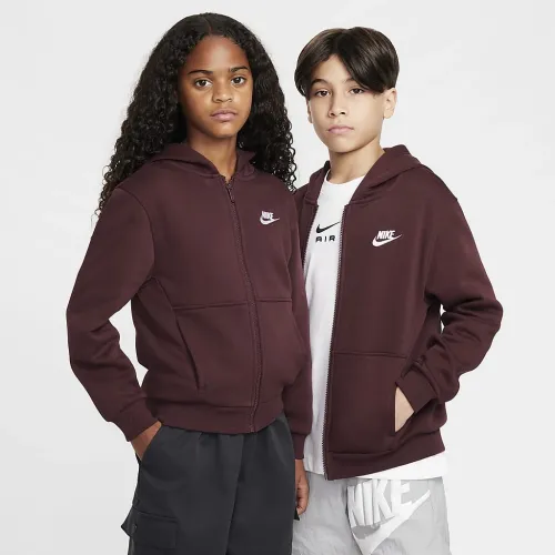 Nike Sportswear Club Fleece Big детские Full-Zip Толстовка с капюшоном цвет красный