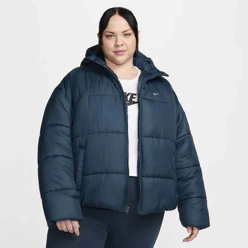 Nike Sportswear Classic Puffer жіноча Therma-FIT Loose Hooded Куртка (великі розміри) блакитний