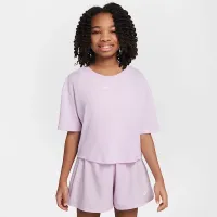 Nike One Relaxed Big дитячі (Girls') Dri-FIT Short-Sleeve Top колір фіолетовий