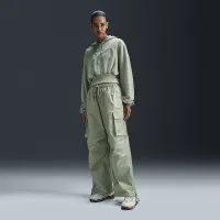 Nike Sportswear женская оверсайз Cropped French Terry Pullover Толстовка с капюшоном цвет зеленый