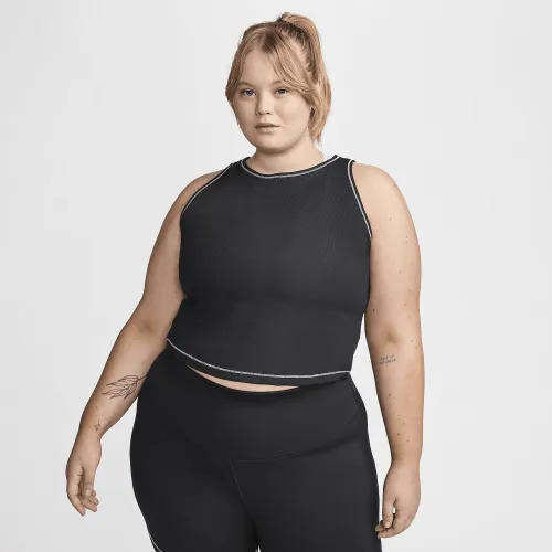 Nike One Fitted жіноча Dri-FIT Ribbed Tank Top (великі розміри) колір чорний