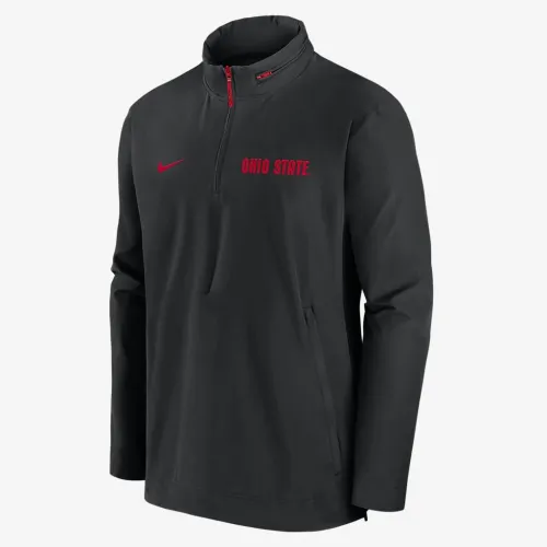 Ohio State Buckeyes Sideline Coach мужские Nike College 1/2-Zip Hooded Куртка цвет черный