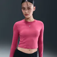 Nike Sportswear Chill Knit жіноча Slim Long-Sleeve Cropped Top колір фіолетовий