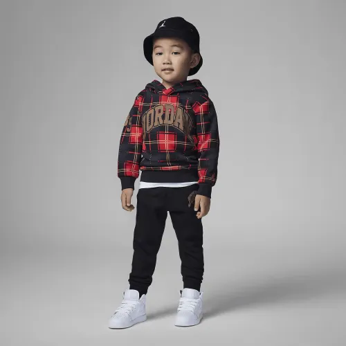 Nike Brooklyn Fleece Plaid Толстовка з капюшоном and Joggers комплект Toddler комплект колір чорний