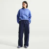 Nike Sportswear Phoenix Fleece женская оверсайз Cropped Henley Толстовка с капюшоном синий