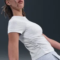 Nike Sportswear Chill Knit жіноча Tight Short-Sleeve Mock-Neck Top колір коричневий