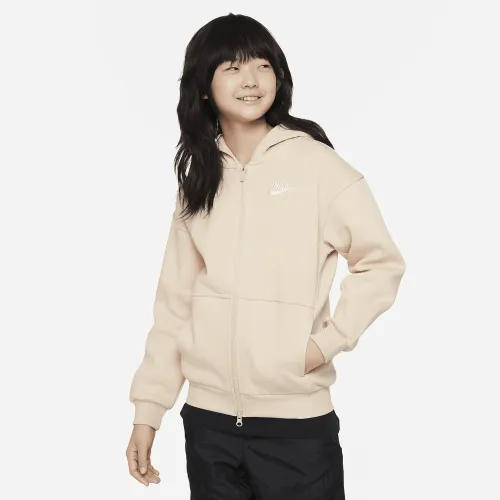 Nike Sportswear Club Fleece Big детские оверсайз Full-Zip Толстовка с капюшоном цвет коричневый