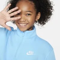 Nike Sportswear Club Fleece Big дитячі (Girls') 1/2-Zip Long-Sleeve Top блакитний