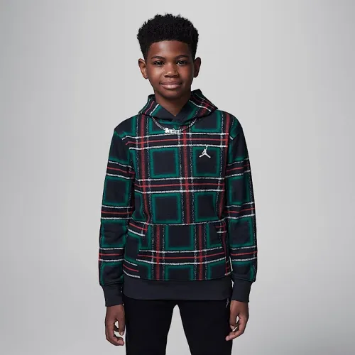 Nike Jordan Brooklyn Essentials Big дитячі Holiday Fleece Pullover Толстовка з капюшоном колір чорний