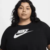 Nike Sportswear Essential жіноча Cropped Logo футболка (великі розміри) колір чорний