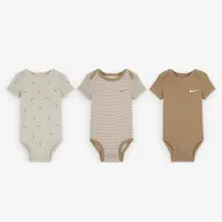Nike Baby Essentials Baby (0-9M) 3 пари Bodysuits колір коричневий