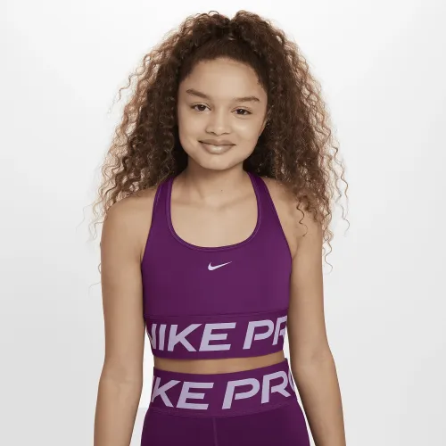 Nike Pro Swoosh Girls' Sports Bra колір фіолетовий
