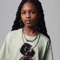 Nike Jordan Big детские Ring Stack футболка цвет зеленый